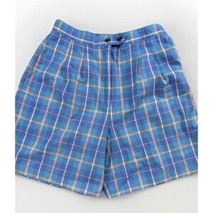 VTG Marcia Women’s Plaid High Waisted Shorts Blue Plaid  Size 8, Made in USA
